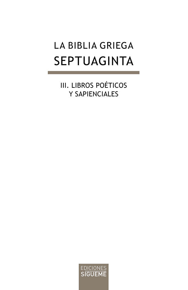 La Biblia griega: III. Libros Poéticos y Sapienciales, de Desconocido | portada del libro