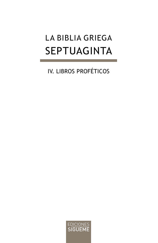 La Biblia griega: IV. Libros proféticos., de Desconocido | portada del libro