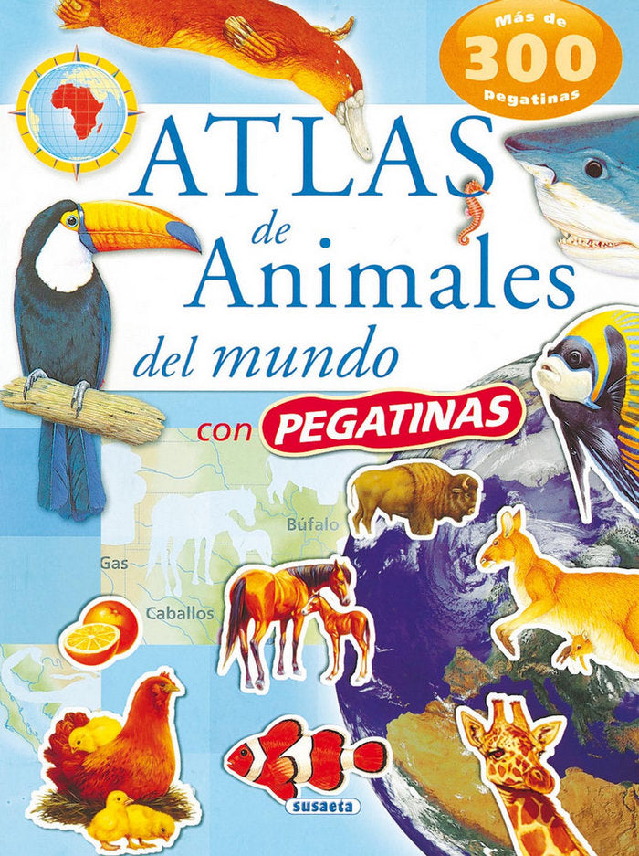Atlas de animales del mundo con pegatinas, de Varios autores | portada del libro