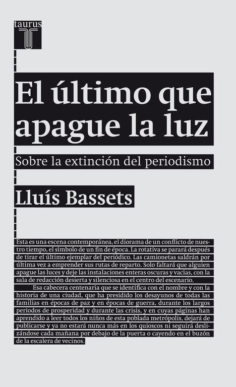 El último que apague la luz, de BASSETS | portada del libro