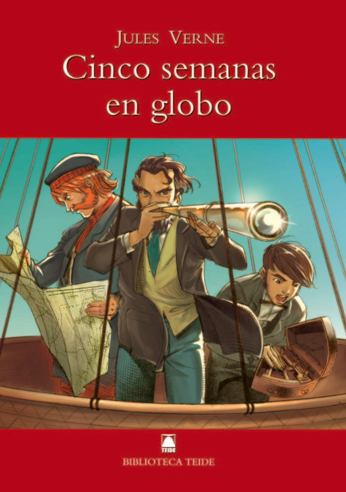 Biblioteca Teide 002 - Cinco semanas en globo -Jules Verne-, de Fortuny Giné, Joan Baptista | portada del libro