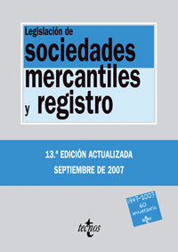 Legislación de sociedades mercantiles y registro | portada del libro