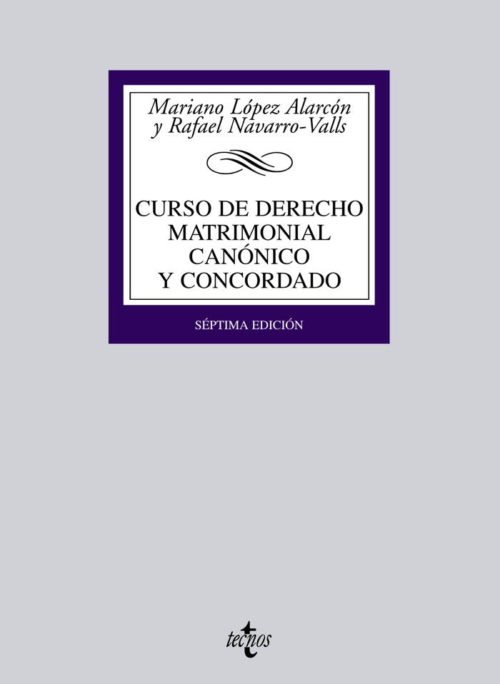 Curso de Derecho matrimonial canónico y concordado, de López Alarcón, Mariano | portada del libro