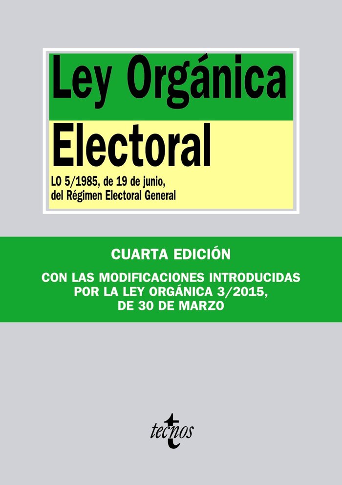Ley Orgánica Electoral, de Editorial Tecnos | portada del libro