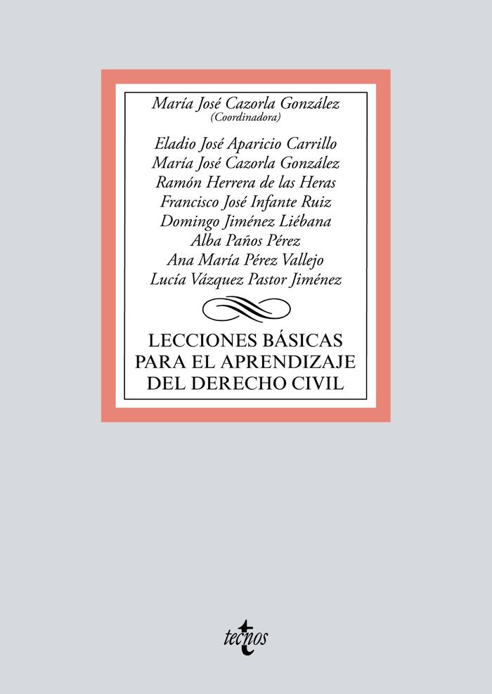 Lecciones básicas para el aprendizaje del Derecho civil, de Cazorla González, Mª José | portada del libro