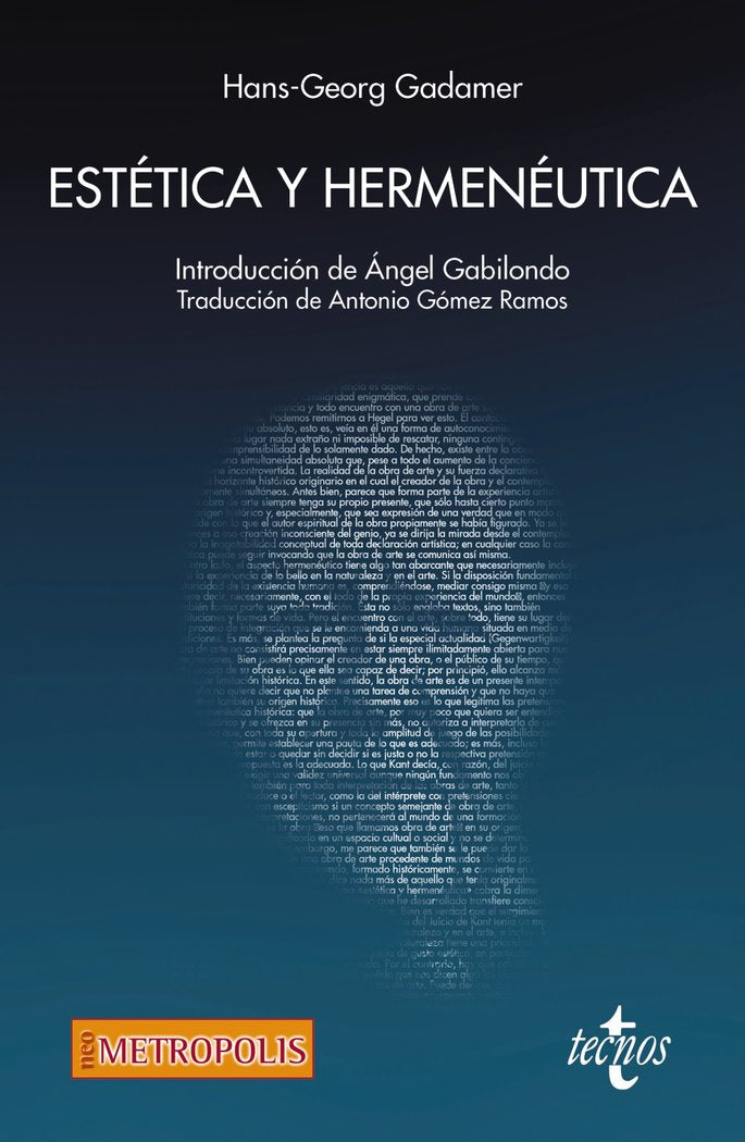 Estética y Hermenéutica, de Gadamer, Hans-Georg | portada del libro
