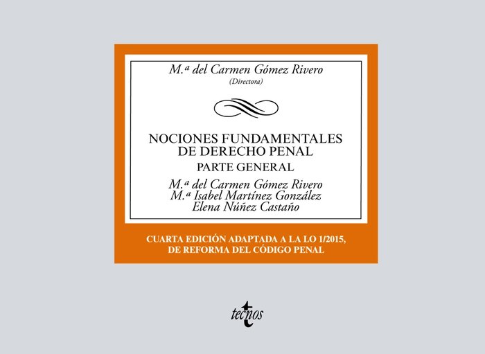 Nociones Fundamentales de Derecho Penal, de Gómez Rivero, Mª del Carmen | portada del libro