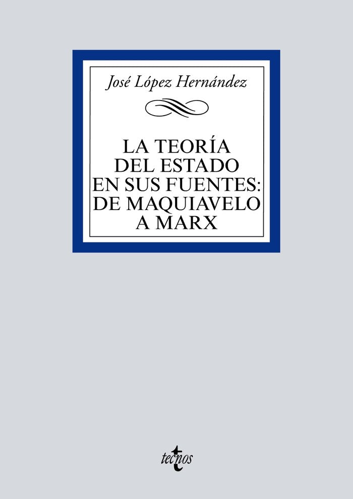 La teoría del Estado en sus fuentes: de Maquiavelo a Marx, de López Hernández, José | portada del libro