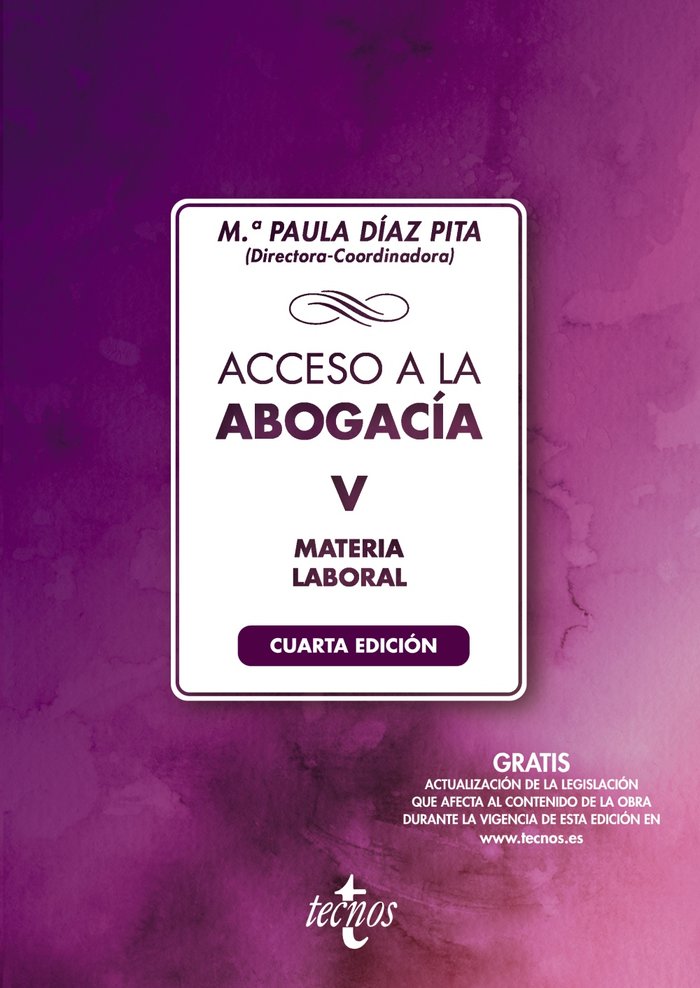 ACCESO A LA ABOGACIA V 5 LABORAL 4ª EDICION, de Mª PAULA DIAZ PITA | portada del libro