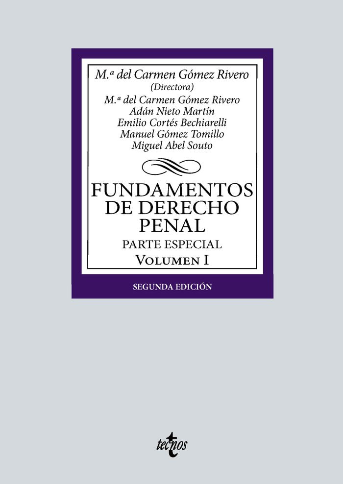 Fundamentos de Derecho Penal, de GOMEZ RIVERO,Mª DEL CARMEN (DIR.) | portada del libro