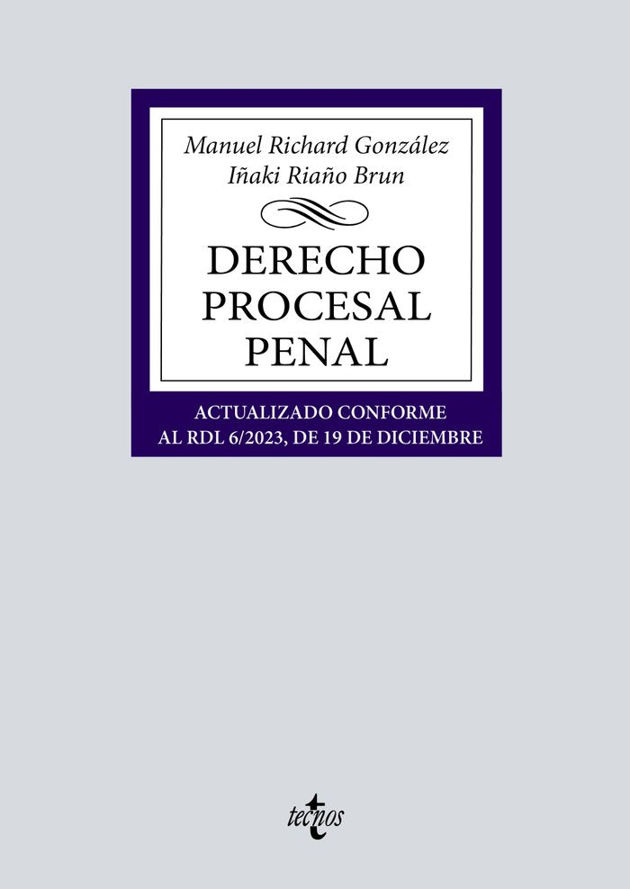 Derecho procesal penal, de RIAÑO BRUN, IÑAKI | portada del libro