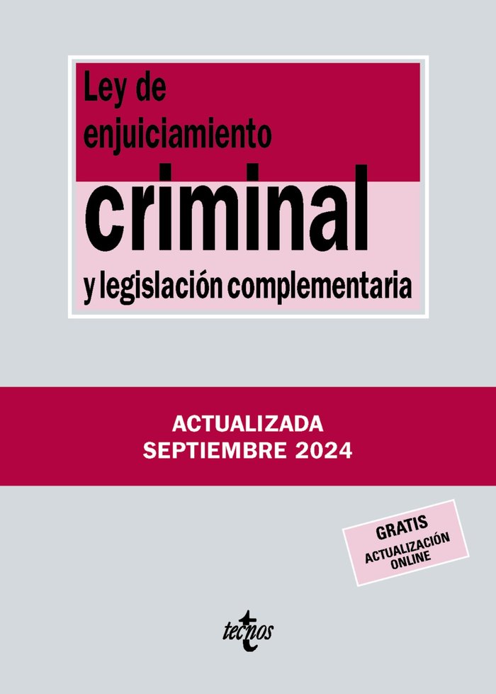 LEY ENJUICIAMIENTO CRIMINAL Y LEGISLACION COMPLEMENTARIA 41, de EDITORIAL TECNOS | portada del libro