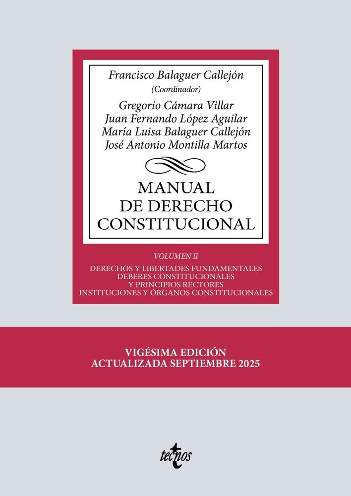 MANUAL DE DERECHO CONSTITUCIONAL, de BALAGUER CALLEJON, FRANCISCO | portada del libro