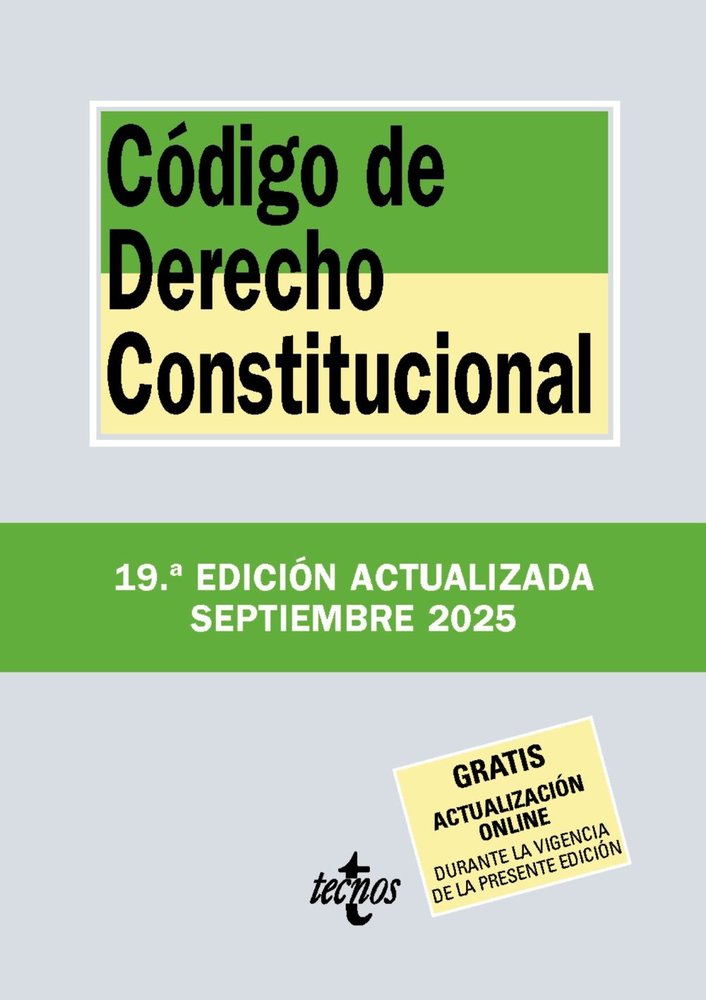 CODIGO DE DERECHO CONSTITUCIONAL, de EDITORIAL TECNOS | portada del libro