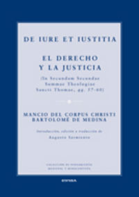 De iure et iustitia = El derecho y la justicia, de De Corpus Christi | portada del libro