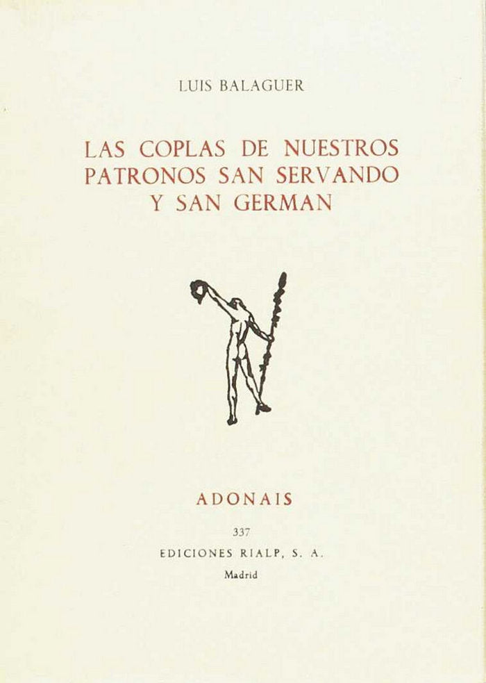 Las coplas de nuestros patronos San Servando y San German, de LUIS BALAGUER | portada del libro