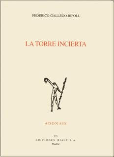 La torre incierta, de Gallego Ripoll, Federico | portada del libro