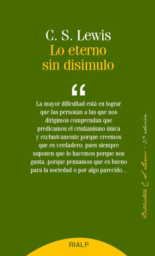 Lo eterno sin disimulo, de Lewis, Clive Staples | portada del libro