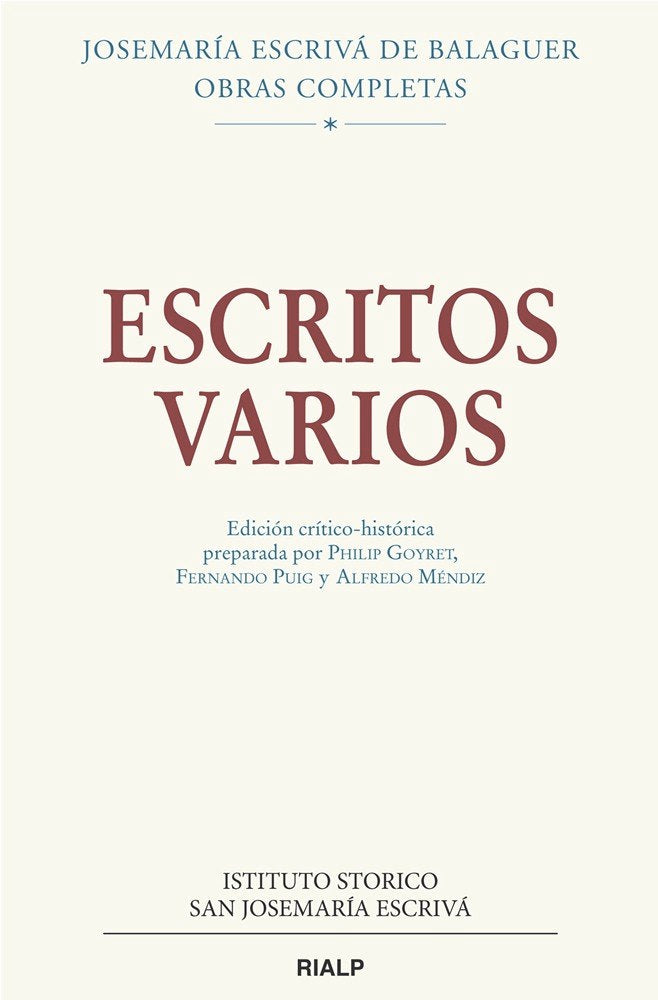 Escritos varios (1927-1974). Edición crítico-histórica, de Escrivá de Balaguer, Josemaría | portada del libro