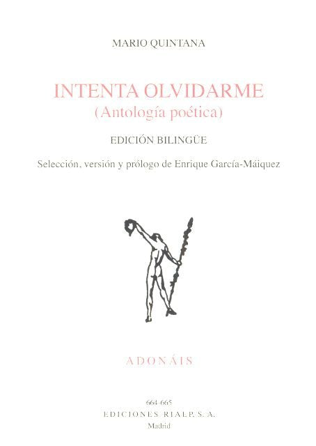 Intenta olvidarme (Antología), de Quintana, Mario | portada del libro