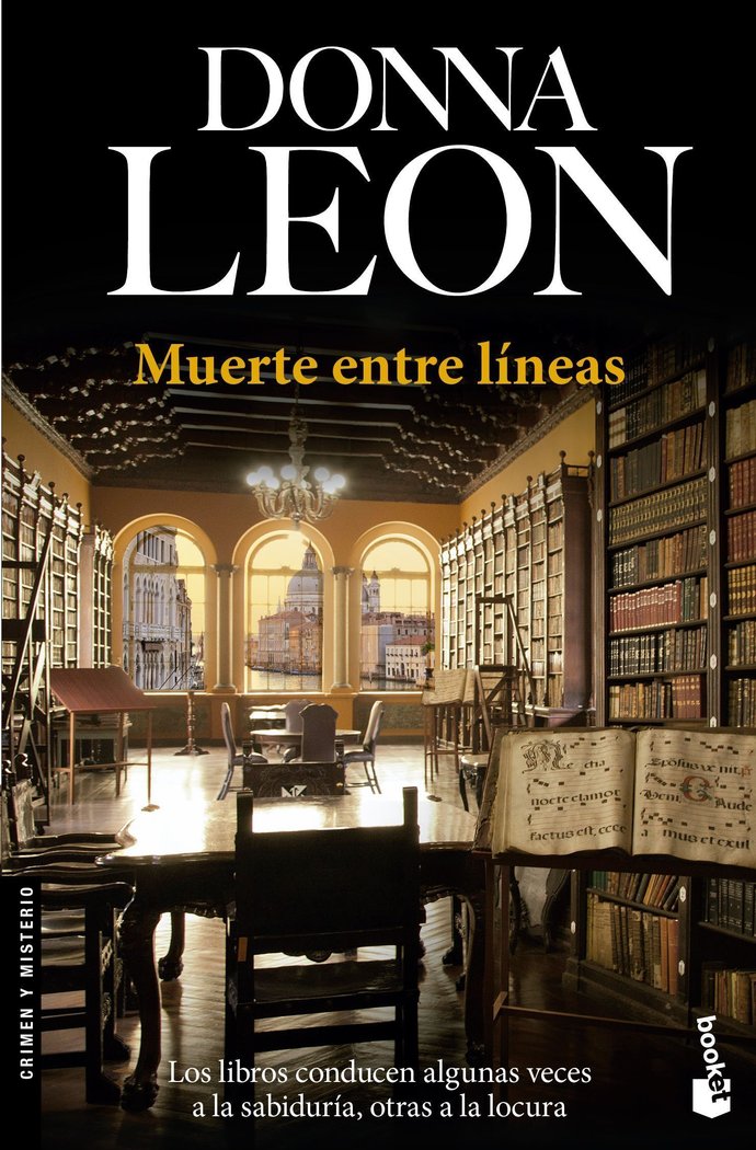 Muerte entre líneas, de Leon, Donna | portada del libro