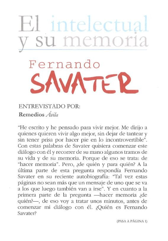 Fernando Savater, de Savater, Fernando | portada del libro