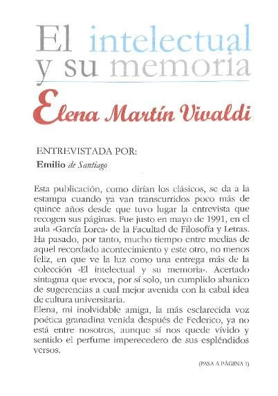 Elena Martín Vivaldi entrevistada por Emilio de Santiago, de De Santiago Simón, E | portada del libro
