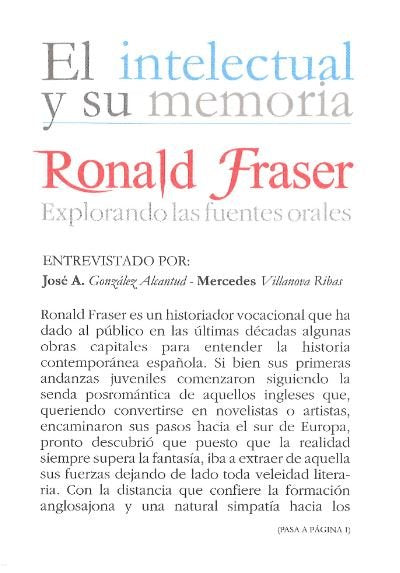 Ronald Fraser, de González Alcantud, J.A | portada del libro