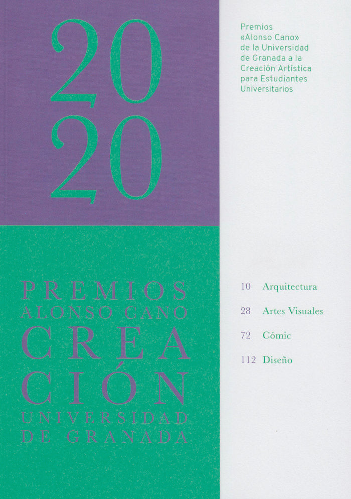 PREMIOS ALONSO CANO DE LA UNIVERSIDAD DE GRANADA A LA CREACION ARTISTICA PARA ESTUDIANTES UNIVERSITARIOS 2020 | portada del l