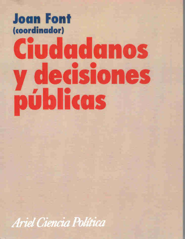 Ciudadanos y decisiones públicas, de Font | portada del libro