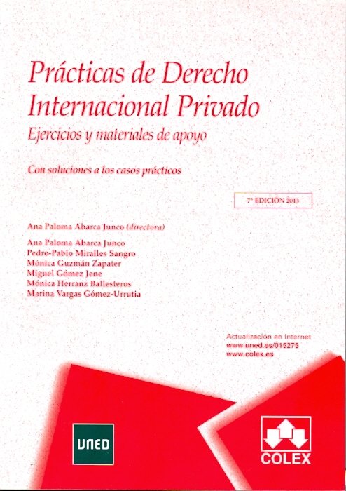 Prácticas de Derecho Internacional Privado. 7ª Edición, de ABARCA JUNCO, ANA PALOMA | portada del libro