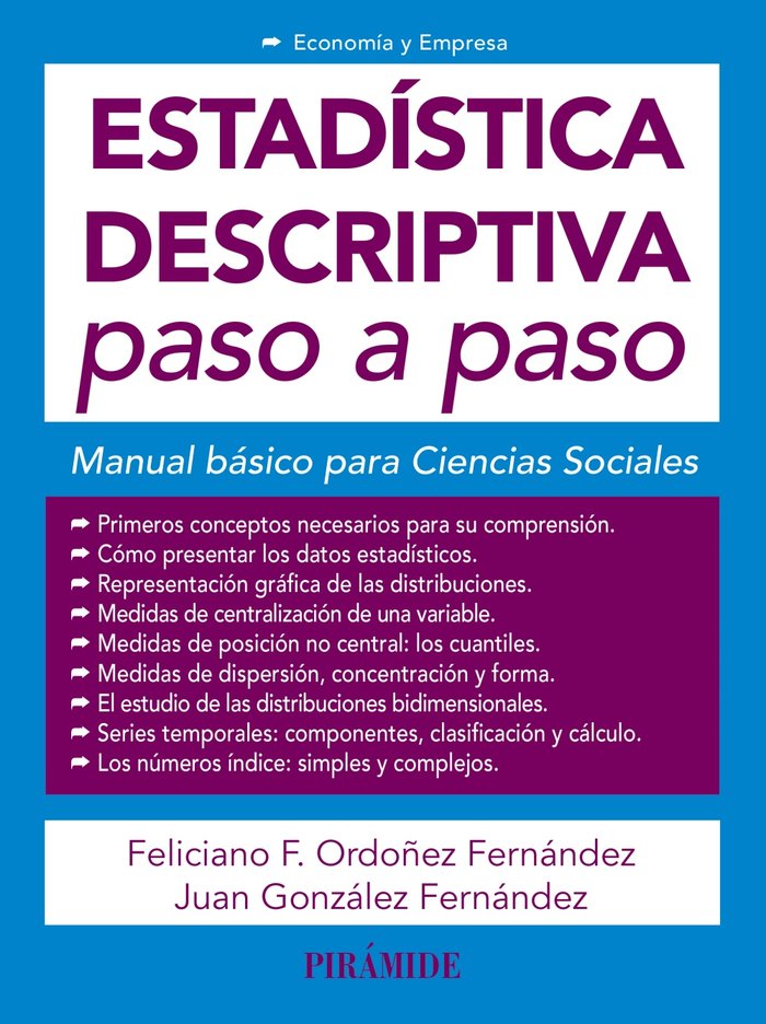 Estadística descriptiva paso a paso, de Ordóñez Fernández, Feliciano F. | portada del libro