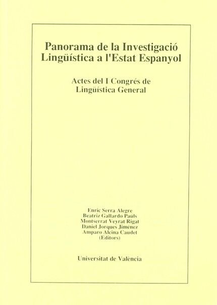 Panorama de la investigació lingüística a l'Estat espanyol (I): Conferències i «Paneles», de Varios autores | portada del lib
