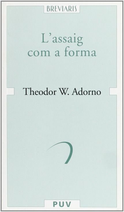 L'assaig com a forma, de Adorno, Theodor W. | portada del libro