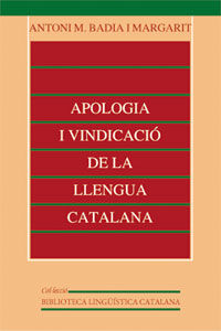 Apologia i vindicació de la llengua catalana, de Badia i Margarit | portada del libro