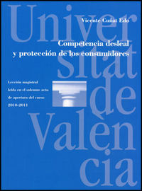 Competencia desleal y protección de los consumidores, de Cuñat Edo, Vicente | portada del libro