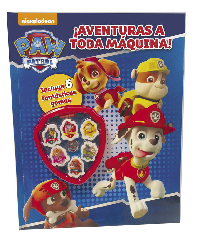 ¡Aventuras a toda máquina! (Paw Patrol, de (¡Con 6 increíbles gomas de borrar!) | portada del libro