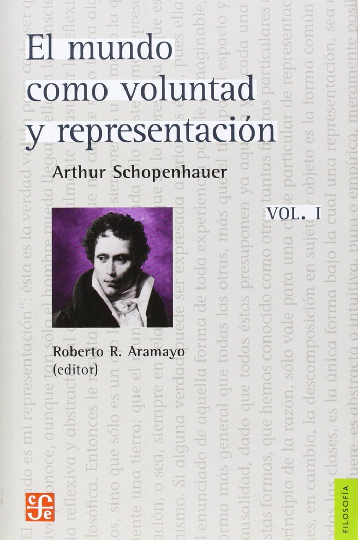 MUNDO COMO VOLUNTAD Y REPRESENTACION VOL.I, de SCHOPENHAUER | portada del libro