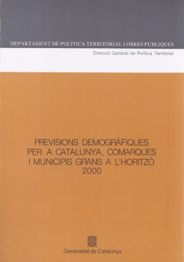 Previsions demogràfiques per a Catalunya, de AA.VV. | portada del libro