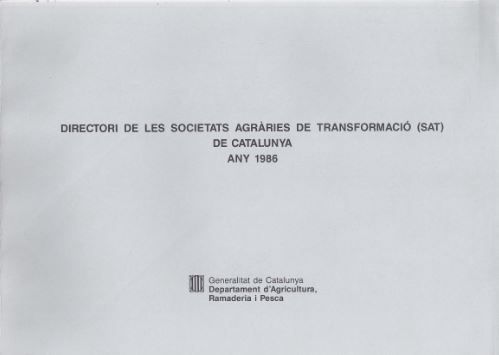 Directori de les societats agràries de transformació de Catalunya. Any 1986, de AA.VV. | portada del libro