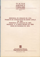 Memorial de greuges de 1760. Projecte de constitució de l'Estat Català de 1883. Memorial de greuges, de AA.VV. | portada del 