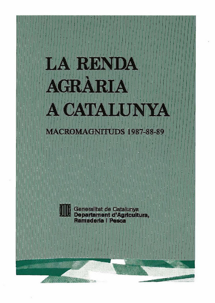 renda agrària a Catalunya. Macromagnituds 1987-88-89/La, de AA.VV. | portada del libro