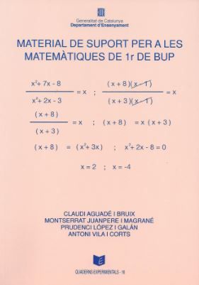 Material de suport per a les matemàtiques de 1r. de BUP, de AGUADE , CLAUDI | portada del libro
