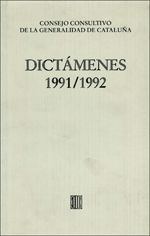 Dictámenes emitidos por el Consejo Consultivo de la Generalidad de Cataluña 1991-1992, de AA.VV. | portada del libro