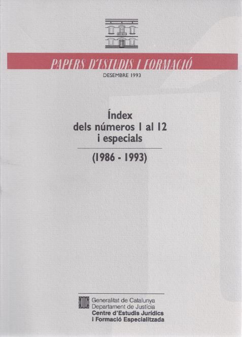 Papers d'estudis i formació. Index dels números 1 al 12 i especials (1986-1993), de AA.VV. | portada del libro