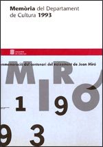 Memòria del Departament de Cultura 1993, de AA.VV. | portada del libro