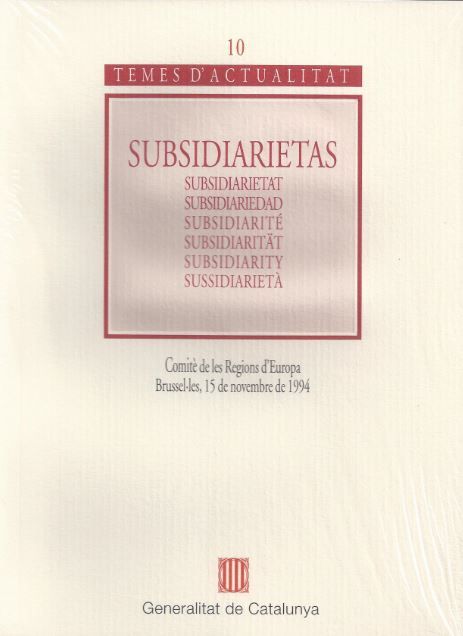 Subsidiarietas. Subsidiarietat, de PUJOL I SOLEY, JORDI | portada del libro