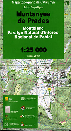 MAPA TOPOGRAFIC DE CATALUNYA 1:25 000. UNITATS GEOGRAFIQUES. 76- MUNTANYES DE PR, de INSTITUT CARTOGRAFIC I GEOLOGIC DE CATAL