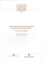 Compendivm Constitvcionvm Generalivm Cathalonie Narcís de Sant Dionís, de Álvarez Gómez, Daniel | portada del libro