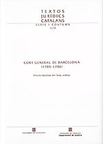 Cort General de Barcelona (1705-1706). Procés familiar del braç militar, de AA.VV. | portada del libro